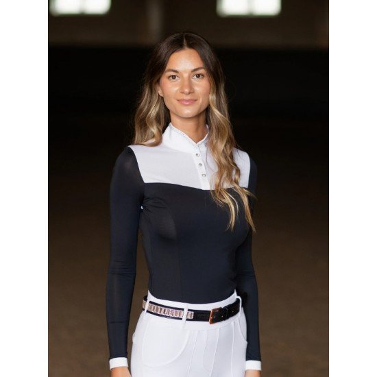 Поло турнірне жіноче з довгим рукавом Dark Ocean, Equestrian Stockholmm