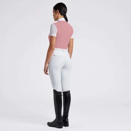 Футболка жіноча турнірна з коротким рукавом Perforated Jacquard Jersey Zip, Cavalleria Toscana Футболка жіноча турнірна з коротким рукавом Perforated Jacquard Jersey Zip, Cavalleria Toscana