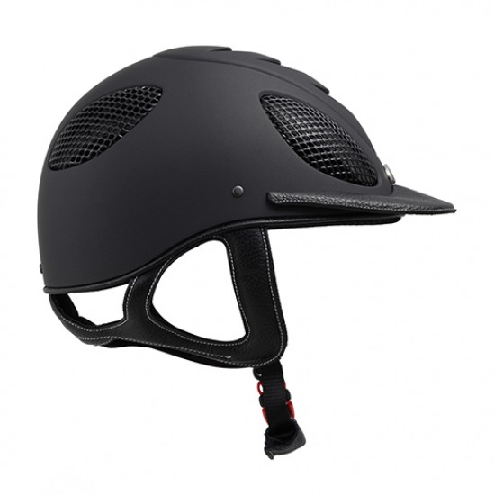 Каска Speed ​​Air Leather 2X Black від GPA зі шкіряним козирком