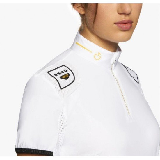Поло турнірне жіноче R-Evo Perforated Epaulet S/S від Cavalleria Toscana