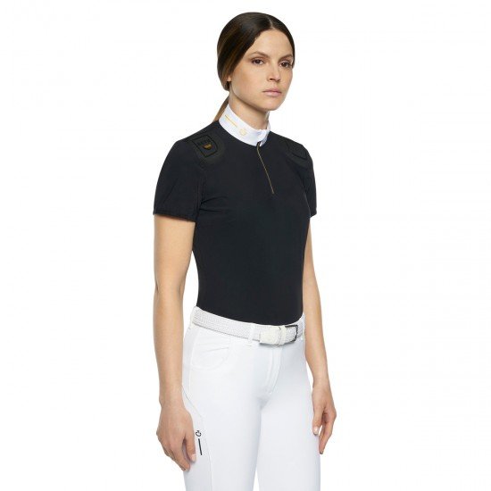 Поло турнірне жіноче R-Evo Perforated Epaulet S/S від Cavalleria Toscana