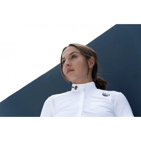 Поло турнірне жіноче R-Evo Perforated Epaulet S/S від Cavalleria Toscana