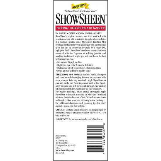 Кондиціонер для гриви та хвоста ShowSheen Finishing Mist від Absorbine, 444 мл